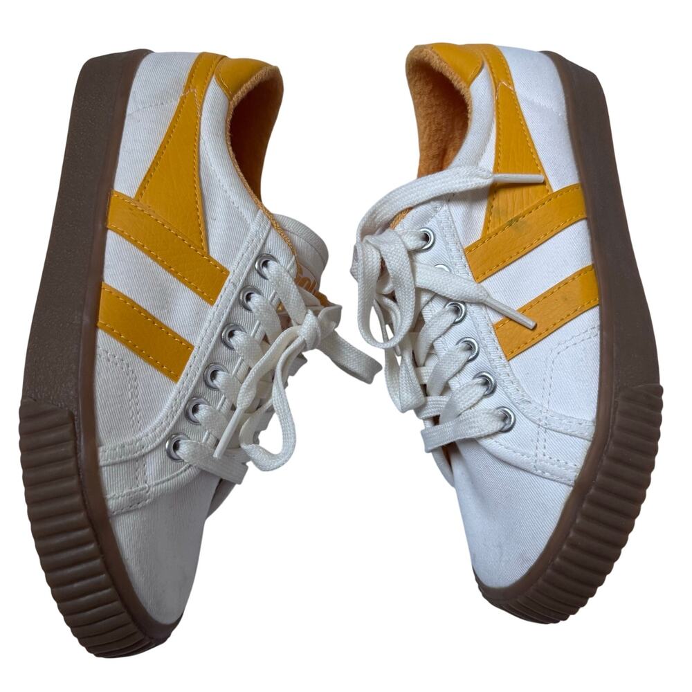 Gola X J. Crew Mark Cox Retro Style Tennis Shoes Yellow & White Women's US 6 37